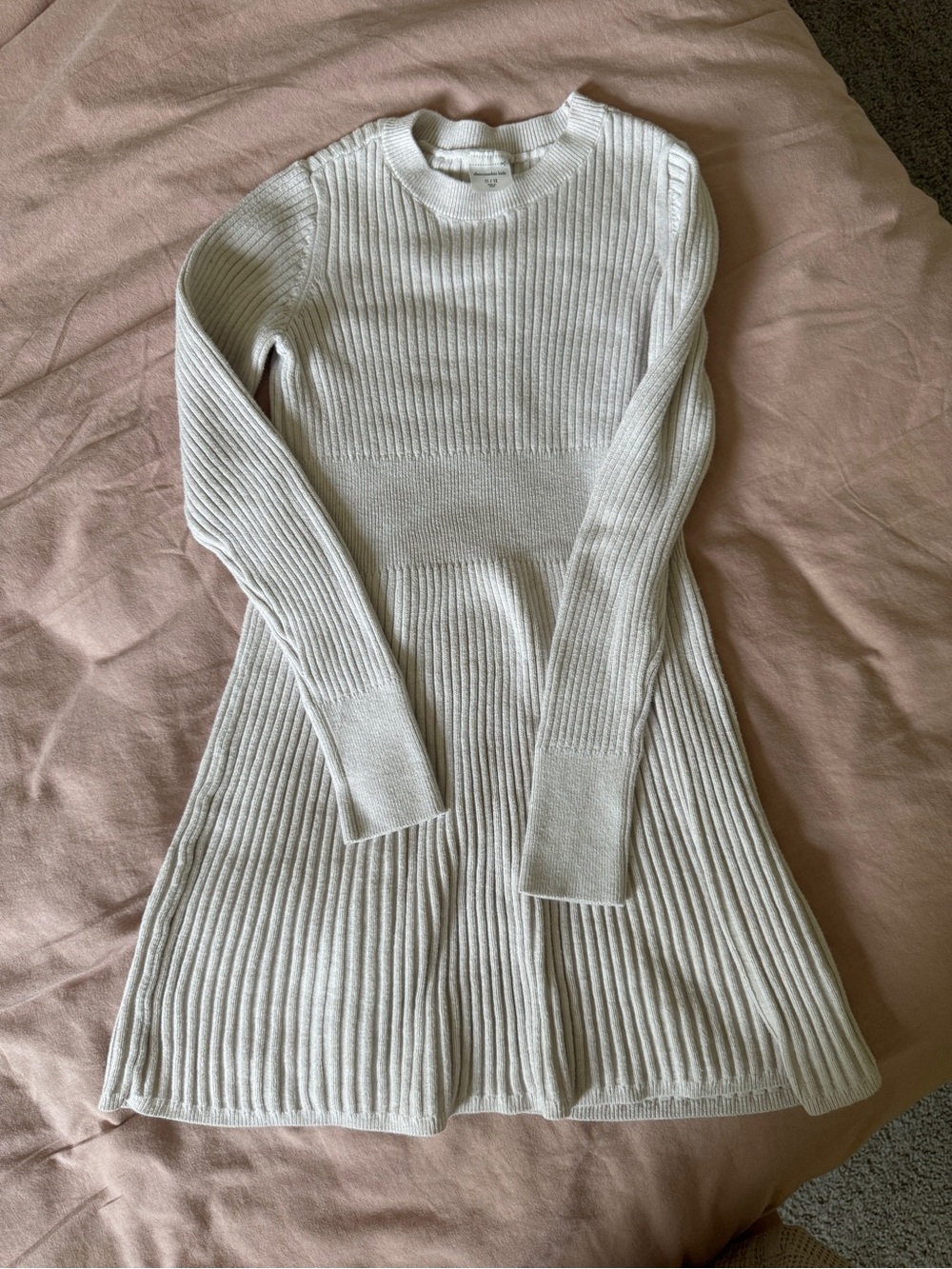 abercrombie kids Ivory Ribbed Crewneck Sweater